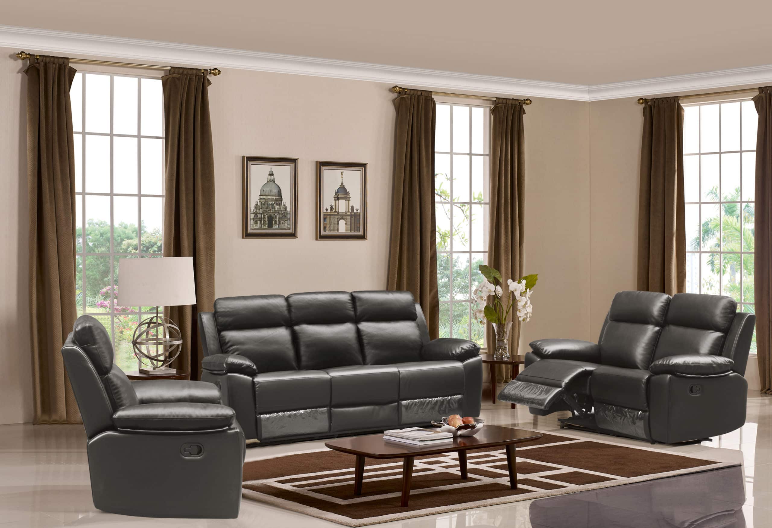 HR046G (G12) Husky Leo Reclining Sofa Set Gray