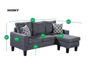 HS276-Husky-Furniture-BELLA-Reverseable-Sectional-Sofa-Gray-12 DIMENSIONS