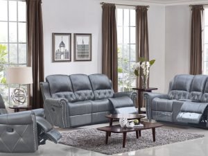 HR059 (G12) Husky Furniture Hunter Reclining Sofa Set Gray