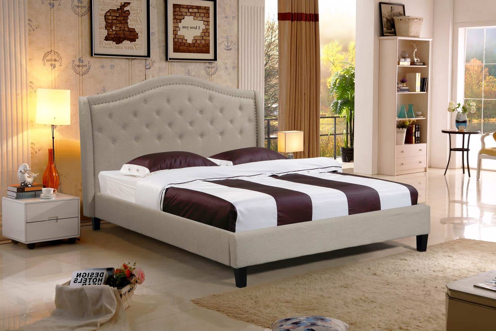 Queen Twilight Bed - 013-Husky-Furniture- Queen and King- Beige-1