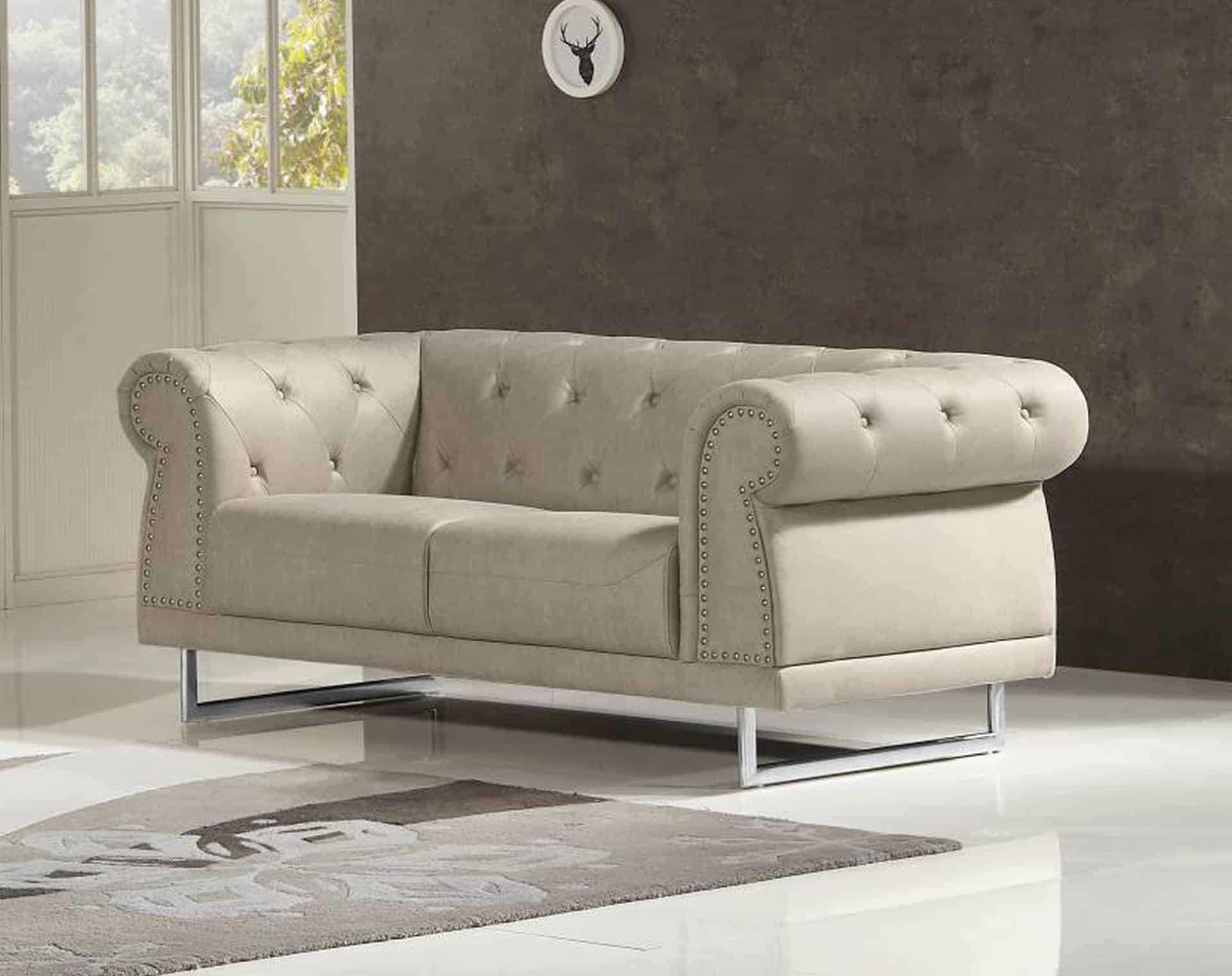 HD1809 - Mason LOVESEAT .Beige -G01- Leather .Husky Designer Furniture.1