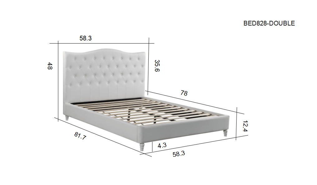 HB828-Lily - Double Dimensions Platform Bed - Husky-Furniture- White