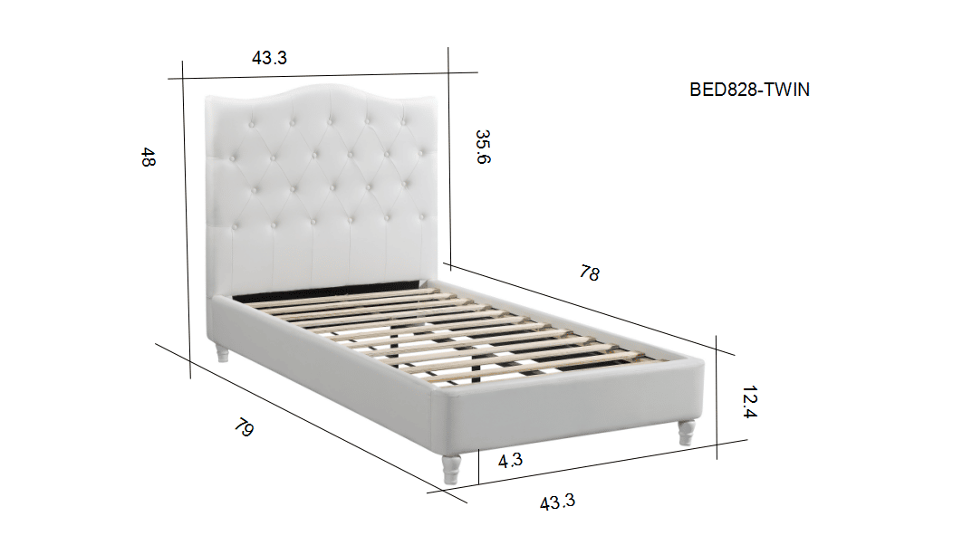 HB828-Lily - Twin Dimensions Platform Bed - Husky-Furniture- White
