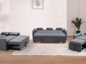 HS1009- Charcoal - Husky Furniture Transformer - convertible Sofa Bed - 3PC set