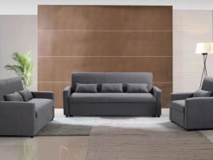 HS1009- Charcoal - Husky Furniture Transformer - convertible Sofa Bed - 3PC set