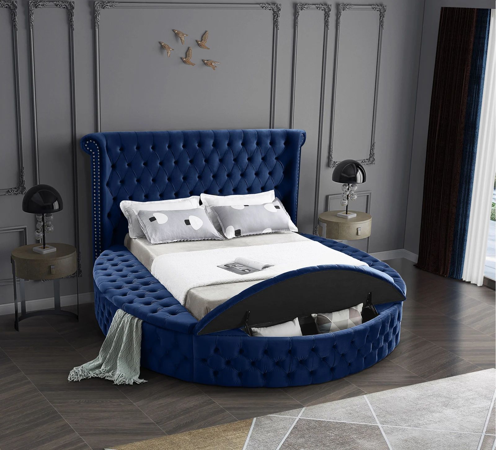 Alora Platform Bed Blue Queen King HuskyFurniture.com