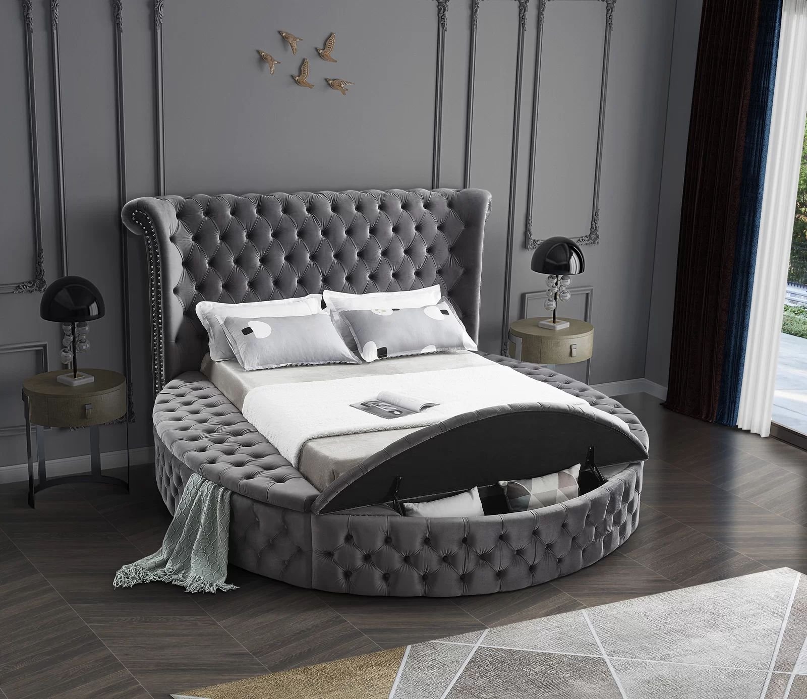 Alora Platform Bed Grey Queen King HuskyFurniture.com
